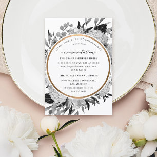 Modern Black & White Floral Accommodations Card