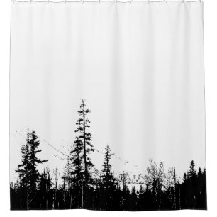 Modern Black White Forest Trees Minimal