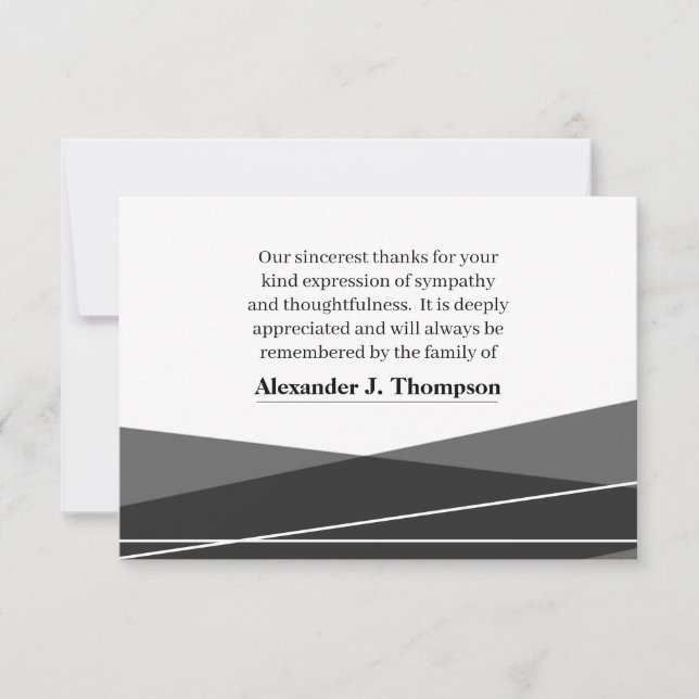 Modern Black & White Funeral Thank You Card (Front)