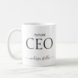 Modern Black & White Future CEO Name   Girly Gift Coffee Mug
