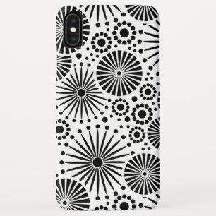 Modern Black White Geometric Flowers Starburst iPhone XS Max Case