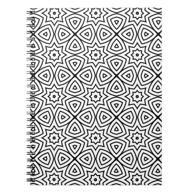 Modern Black & White Geometric Pattern  Notebook (Front)