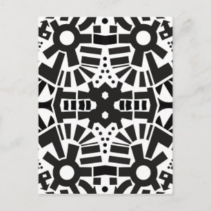 Modern Black & White Geometric Pattern Postcard