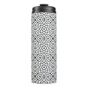 Modern Black & White Geometric Pattern Thermal Tumbler