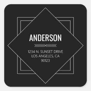 Modern Black & White Geometric Square Sticker