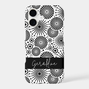 Modern black white geometric starburst Name 