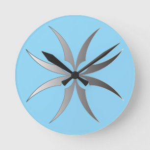 Modern Black & White Geometric Tech Wall Clock