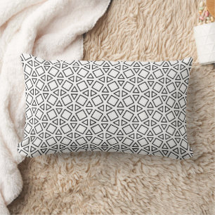 Modern Black & White Geometric Triangle Pattern Lumbar Pillow