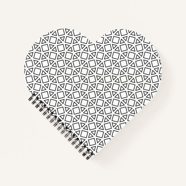 Modern Black & White Geometric Triangle Pattern Notebook (Front)