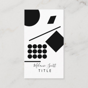 Modern Black White Geometrical Shapes Lines Business Card