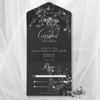 Modern Black & White Glam Diamonds No Dinner