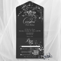 Modern Black & White Glam Diamonds QR Code