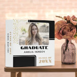 Modern Black White Glitter Graduate Photo Album Binder<br><div class="desc">Modern Black White Glitter Graduate Photo Album. A modern black and white personalized graduation photo album with bold fonts and faux gold glitter is the perfect way to capture and celebrate the momentous occasion of completing the academic journey. The sleek, minimalist design of the album and the contrast between the...</div>