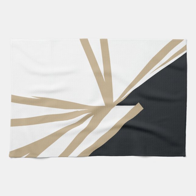 Modern Black White Gold Abstract Kitchen Towel (Horizontal)