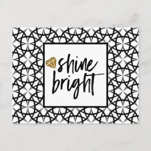 Modern Black White Gold Art Card Shine