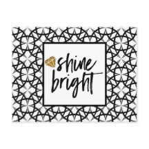 Modern Black White Gold Art Card Shine