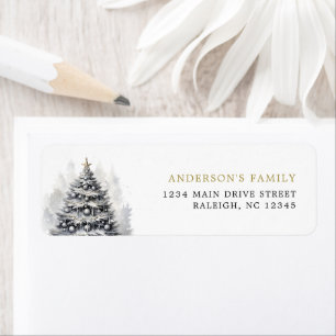 Modern Black & White  Gold Christmas Tree Party