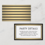 Modern Black, White & Gold Faux Foil Details Enclosure Card<br><div class="desc">Compliment black and gold party invitations and provide important information to guests with elegant matching enclosure cards. All wording on this template is simple to customize for any occasion. This card includes the celebration details of your choice such as directions, website, special requests, accommodations, reception, rsvp, etc. The design features...</div>