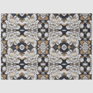 Modern Black White & Gold Floral Tissue Paper