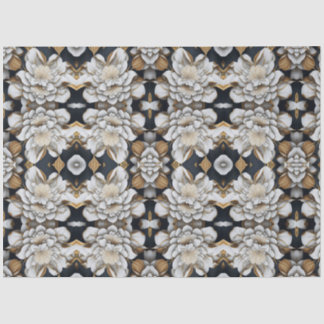 Modern Black White & Gold Floral Tissue Paper