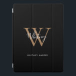 Modern Black White Gold Script Monogram Name  iPad iPad Pro Cover<br><div class="desc">Elegant modern black gold and white script monogram ipad pro cover. You can personalize the name and monogram initial to create your own unique design. Designed by Thisisnotme©</div>