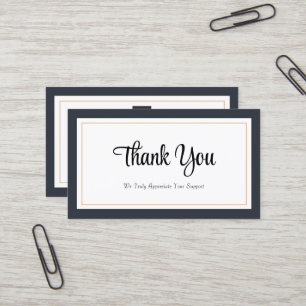 Modern Black White Gold Thank You Card