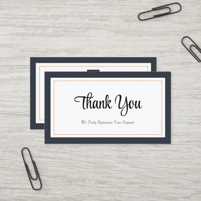 Modern Black White Gold Thank You Card (Front/Back In Situ)