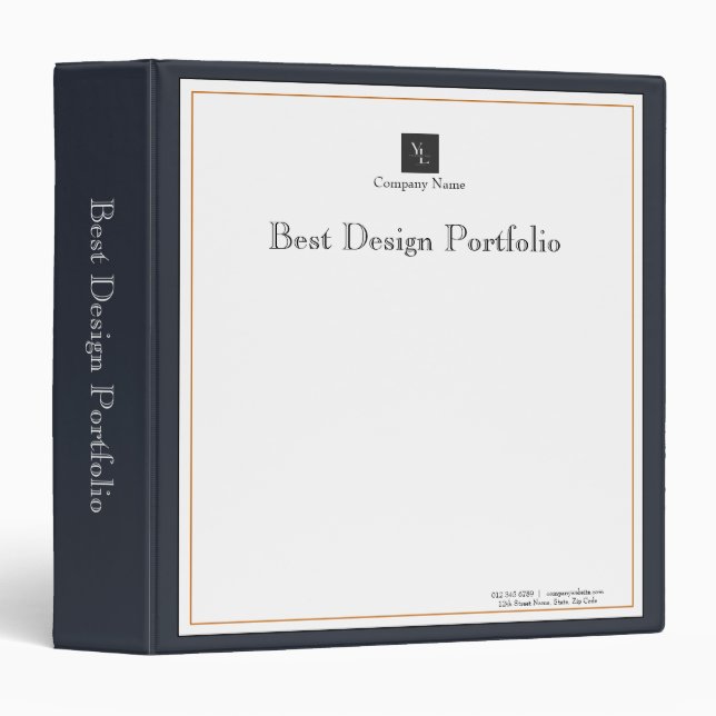 Modern Black White Gold with Business Logo Binder (Front/Spine)