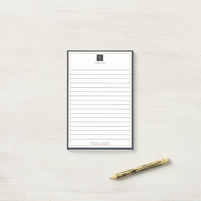Modern Black White Gold with Business Logo Post-it Notes (On Desk)