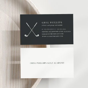 Modern Black & White Golf Pro or Instructor Business Card