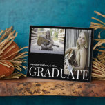 Modern Black & White Graduate 2 Photo Desktop Plaque<br><div class="desc">A very chic, elegant 8 x 10 black & white desktop graduation keepsake plaque friends & family will love! Black background with bold white text. Plaque holds 2 photos: one vertical and one smaller horizontal. If you'd want your photos to have same effect look as sample photos, click "Personalize", then...</div>