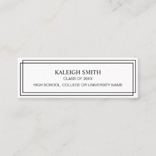 Modern Black White Graduation Insert Name Card