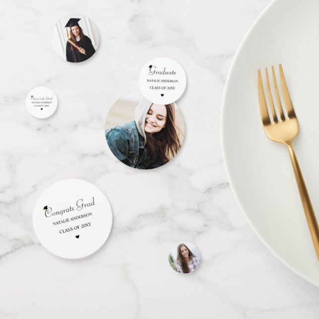 Modern Black White Graduation Party Table Confetti (Group)