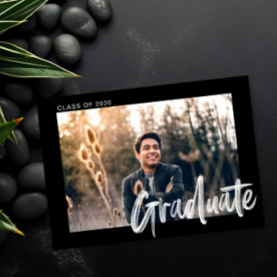 Modern Black & White Graduation Photo Invitation