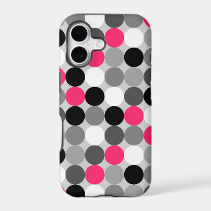 Modern Black White Grey Pink Geometric Polka Dots