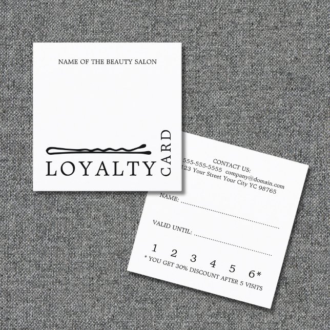 Modern Black White Hair Pins Salon Loyalty Card (Creator Uploaded)