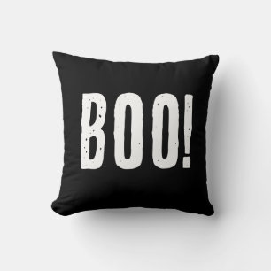 Modern Black & White Halloween “Boo” Throw Pillow