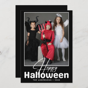 Modern  Black & White Halloween Photo Card