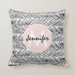 Modern Black & White Hand Drawn Zigzag Monogram Throw Pillow<br><div class="desc">This black and white modern and simple hand drawn scribbled zigzag pattern is perfect for the stylish and trendy individual. It's unique and classic print is great for many gifts and occasions. Just customize this design with your personal monogram name and initial!</div>