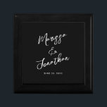 Modern Black White Hand Lettered Script Wedding Gift Box<br><div class="desc">This personalized modern wedding gift box features the bride and grooms names and wedding date in hand lettered script on a simple back background. Makes a uniqe gift for newlyweds. Designed by Susan Coffey.</div>