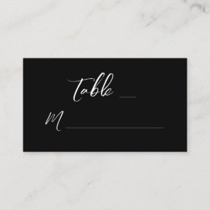 Modern Black White Hand Lettered Script Wedding Place Card