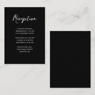 Modern Black White Hand Lettered Wedding Reception Enclosure Card