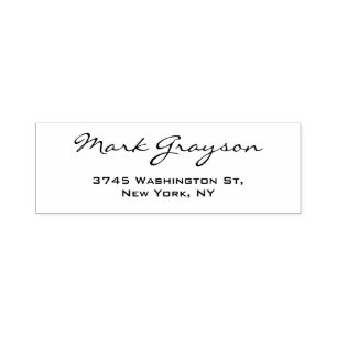 Modern Black & White Handwriting Plain Elegant Self-inking Stamp