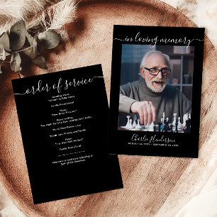 Modern Black & White Handwritten Script Funeral Program