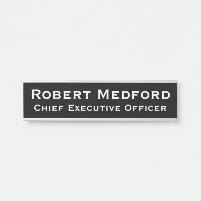 Modern Black & White Hanging Door Sign Name Plate (Front)