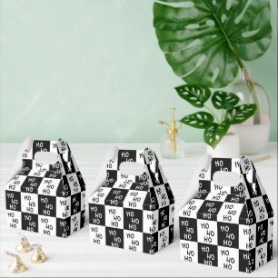 Modern Black White Ho Ho Santa Laugh Christmas Favor Box