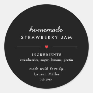Modern Black & White Homemade Jam Jar Classic Round Sticker
