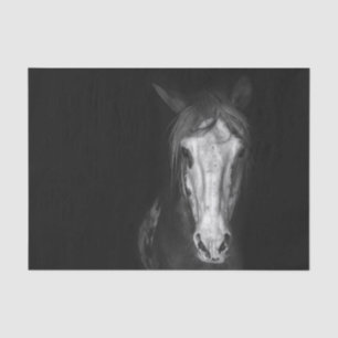 Modern Black White Horse  Tissue Paper