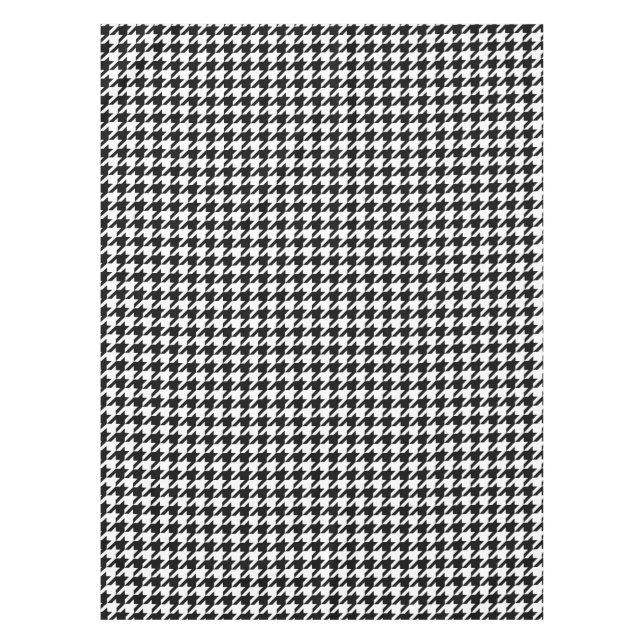 Modern Black White Houndstooth Pattern Tablecloth (Front)