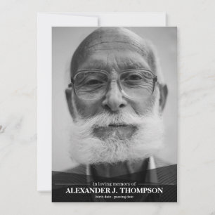 Modern Black & White In Loving Memory Funeral Thank You Card